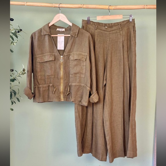 Puro Lino Italian Linen Jacket and Trousers Set - Picture 1 of 4